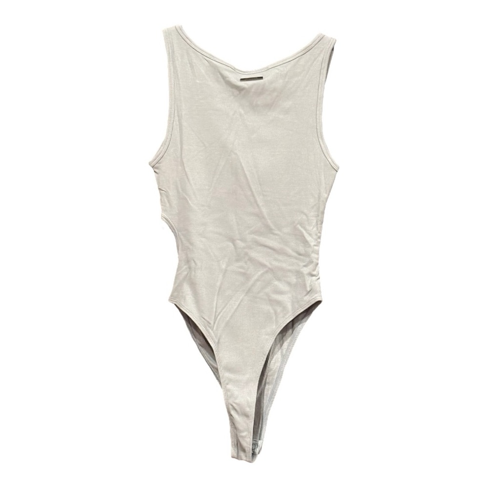 Alphalete Monarch Collection Cutout Bodysuit in Light Gray Ribbed Knit NWT S BJ5 - Picture 3 of 7
